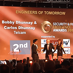 Telcam receiving the Engineers of Tomorrow award at the Security & Fire Excellence Awards 2018