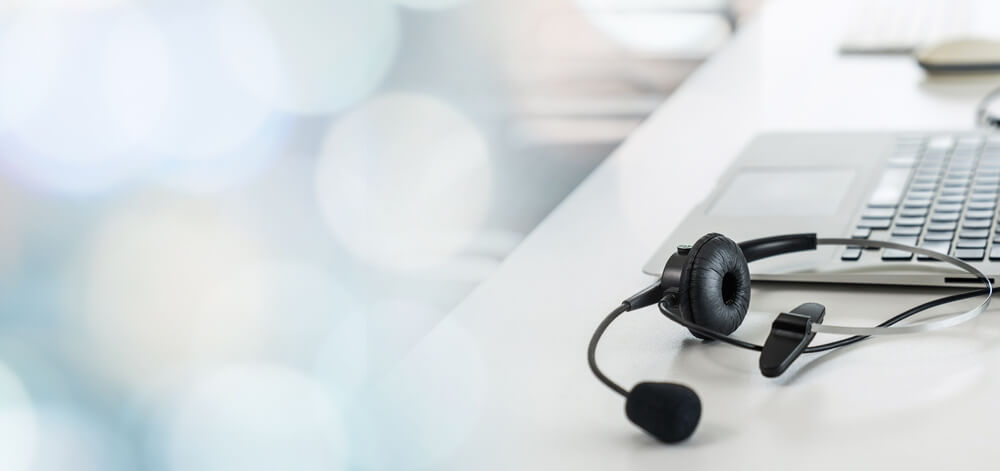 Customer support headset on a desk